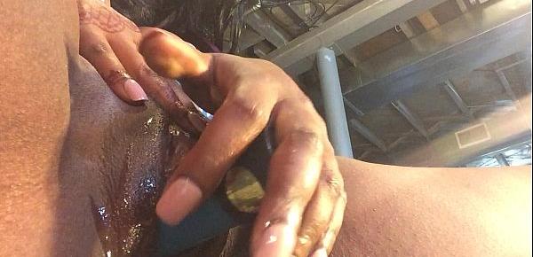  Hot Ebony Slut Jessica Grabbit fucks herself with dildo